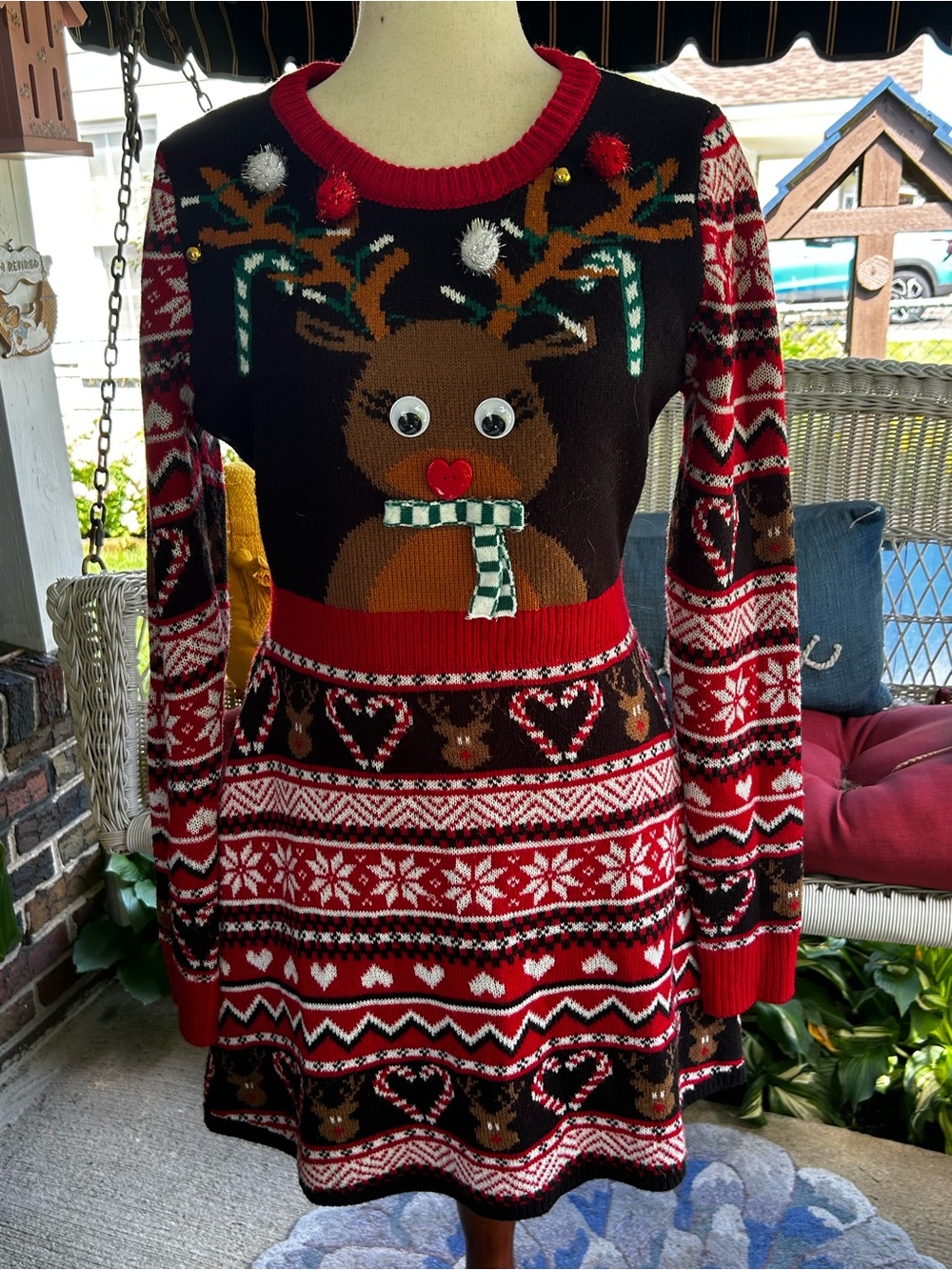 Reindeer Knit Sweater Dress